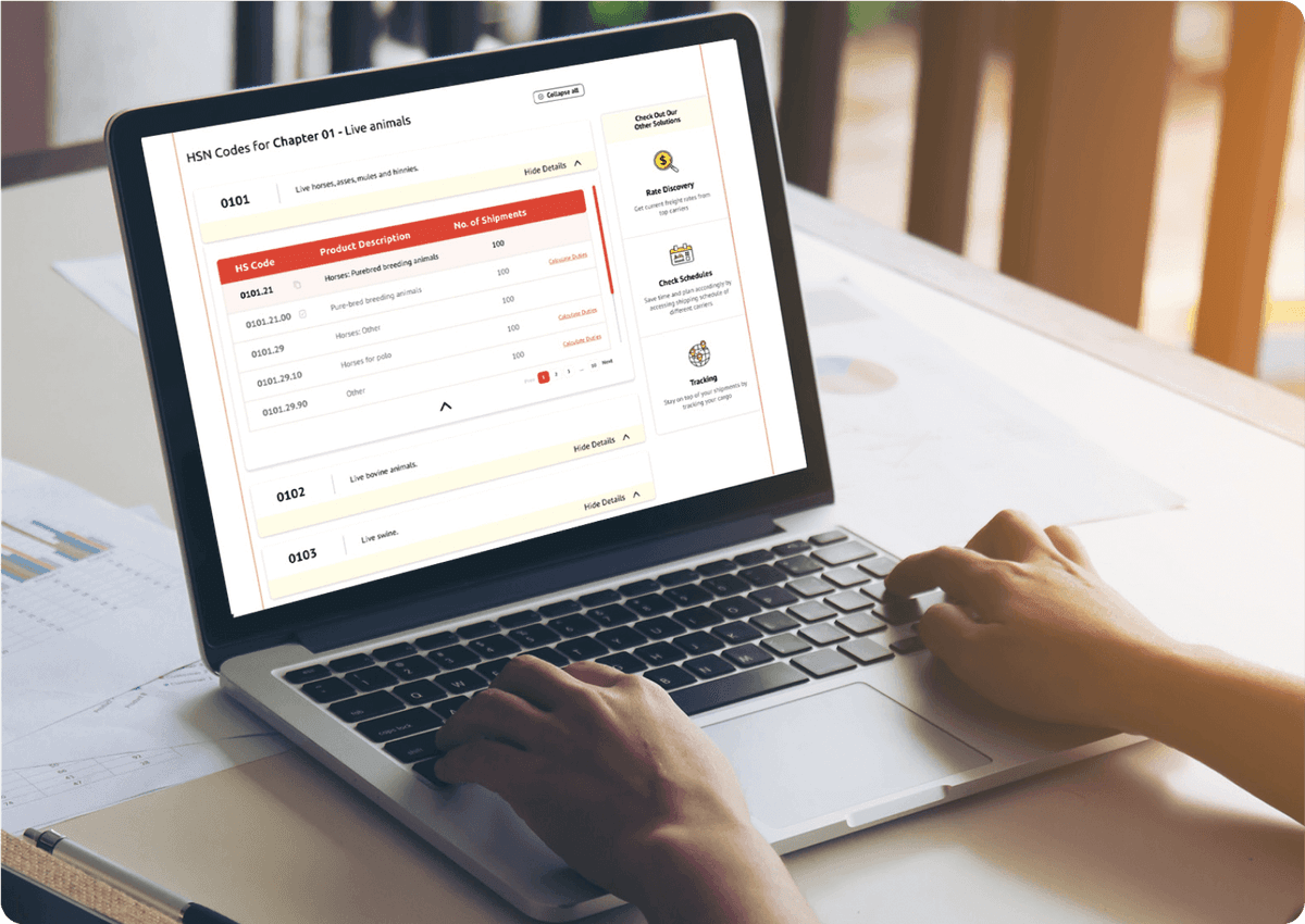 hs code in computer screen
